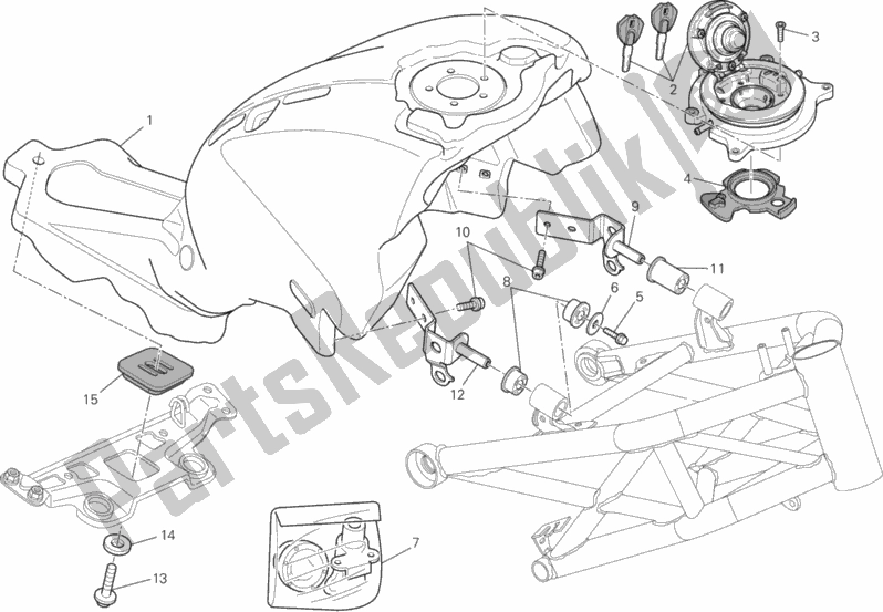 All parts for the Fuel Tank of the Ducati Monster 796-DMT 2014